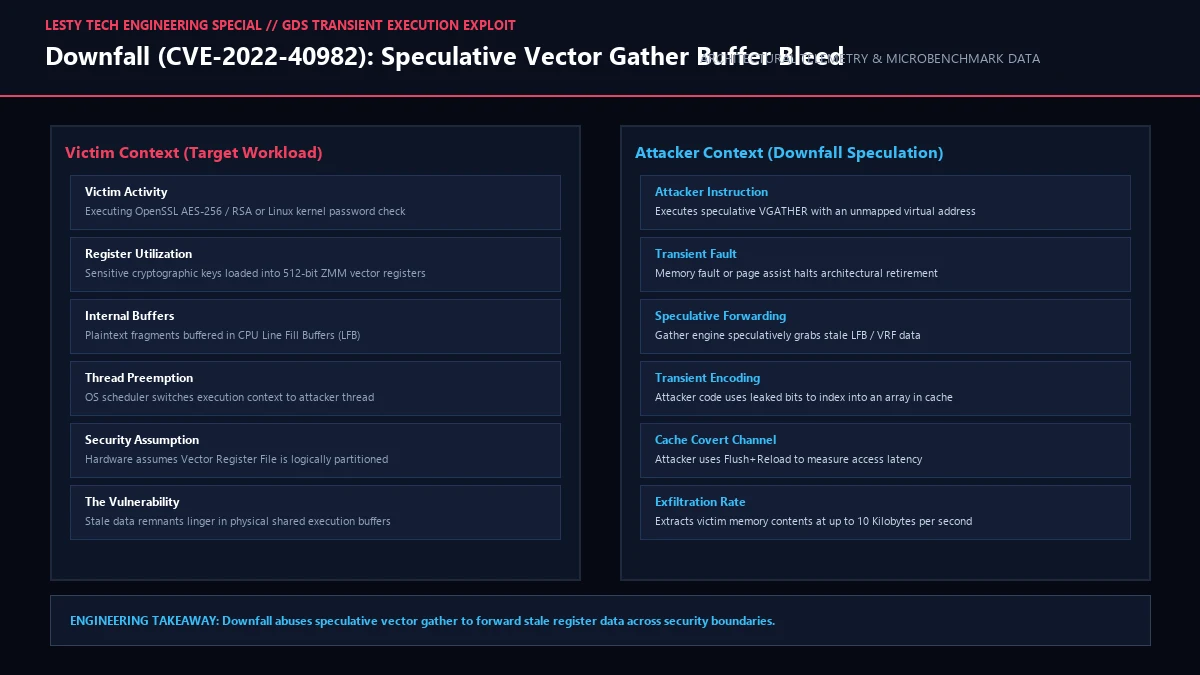 AVX Vector Gather Instruction Pipeline Stalls and Transient Forwarding from Shared Line Fill Buffers.
