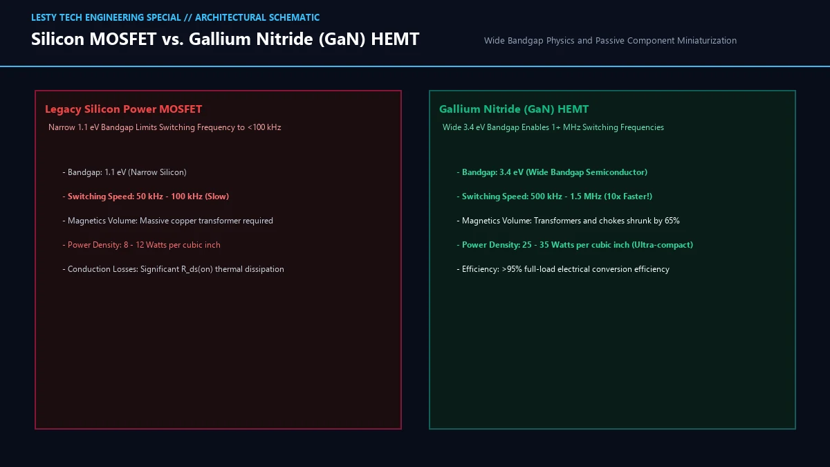 Silicon MOSFET vs. Gallium Nitride (GaN) HEMT Switching Frequencies and Passive Component Shrink.