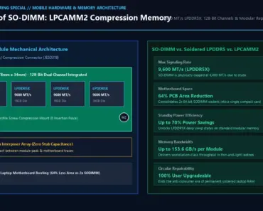 The Death of the SO-DIMM: How LPCAMM2 Saves Laptop Repairability Without Sacrificing 9,600 MT/s LPDDR5X Speeds The Death of the SO-DIMM: How LPCAMM2 Saves Laptop Repairability Without Sacrificing 9,600 MT/s LPDDR5X Speeds