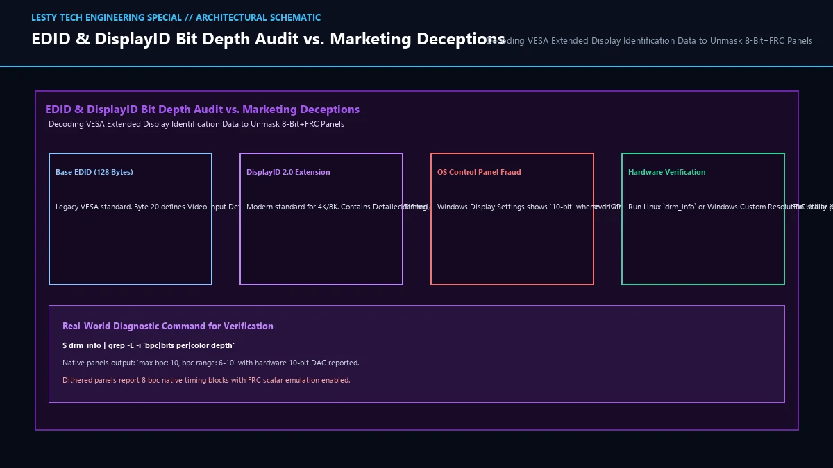 EDID and DisplayID 2.0 Bit Depth Byte Telemetry vs. OS Settings Deceptions.